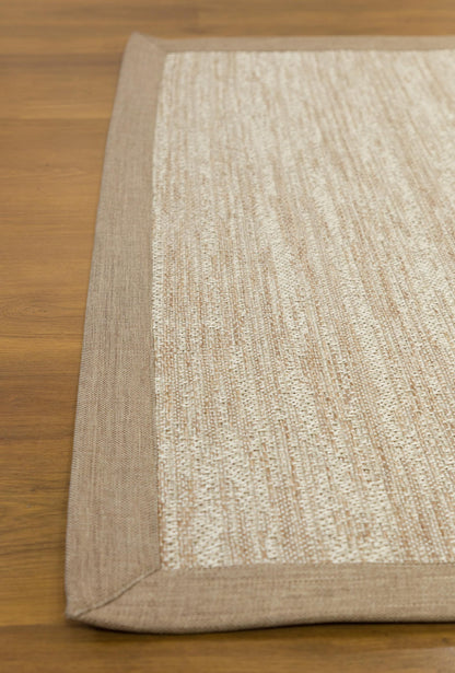 Beige Flatweave jute Rug: Modern Minimalist Area Carpet with Light Brown Border
