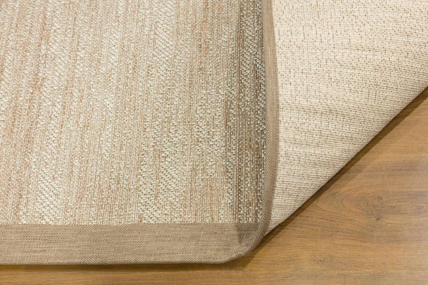 Beige Flatweave jute Rug: Modern Minimalist Area Carpet with Light Brown Border
