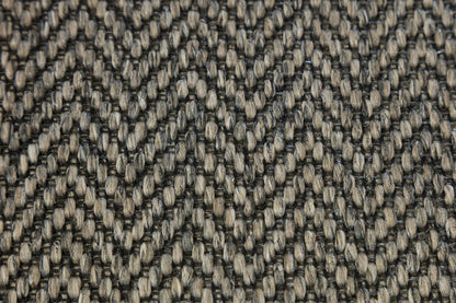 Modern Herringbone Flatweave Rug: Tan Border, 5x7 Area Carpet