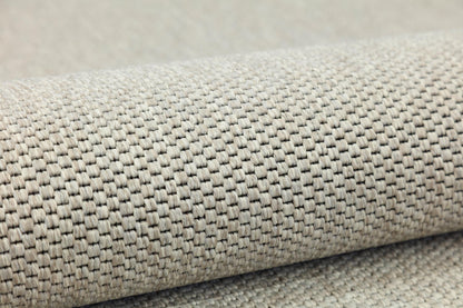 Modern Flatweave Rug: Light Gray Border, Minimalist Neutral Carpet for Home & Office