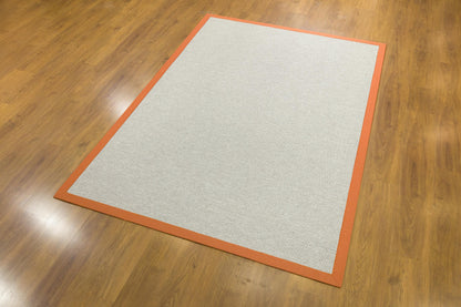 Modern Beige Runner Rug: Orange Border, Flatweave outdoor/indoor Carpet