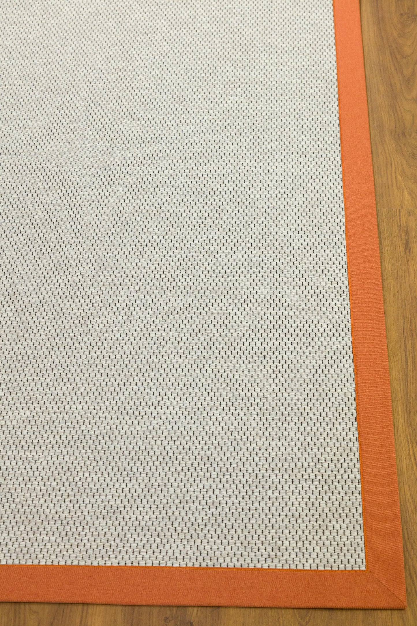 Modern Beige Runner Rug: Orange Border, Flatweave outdoor/indoor Carpet