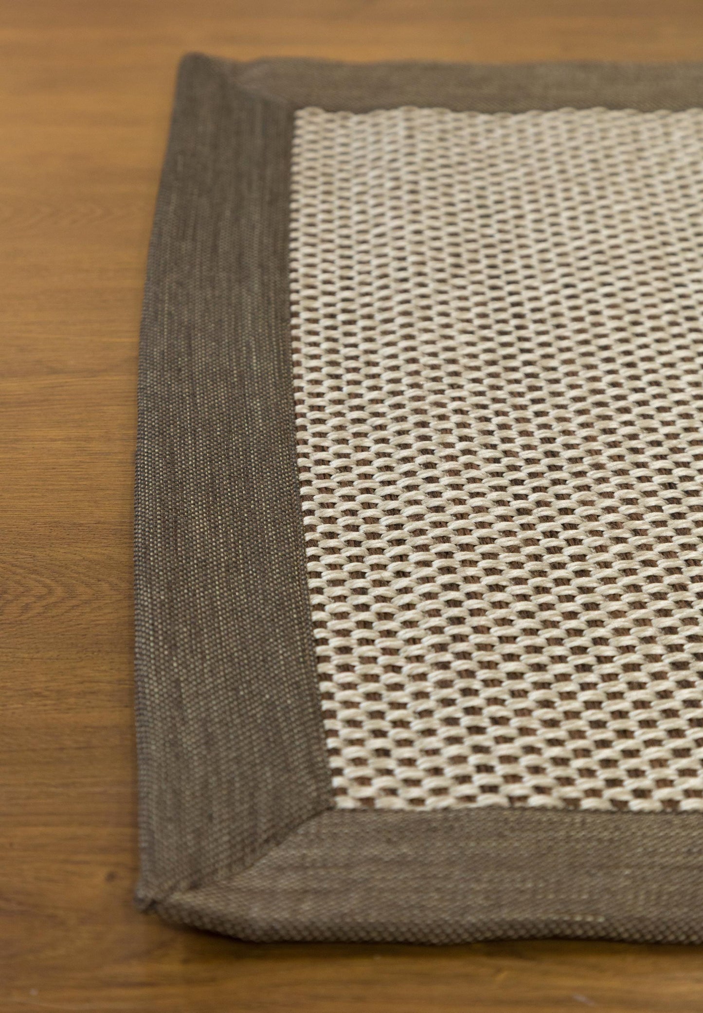 Modern Beige Runner Rug: Taupe Border, Contemporary Flatweave Carpet (3x10 ft.)