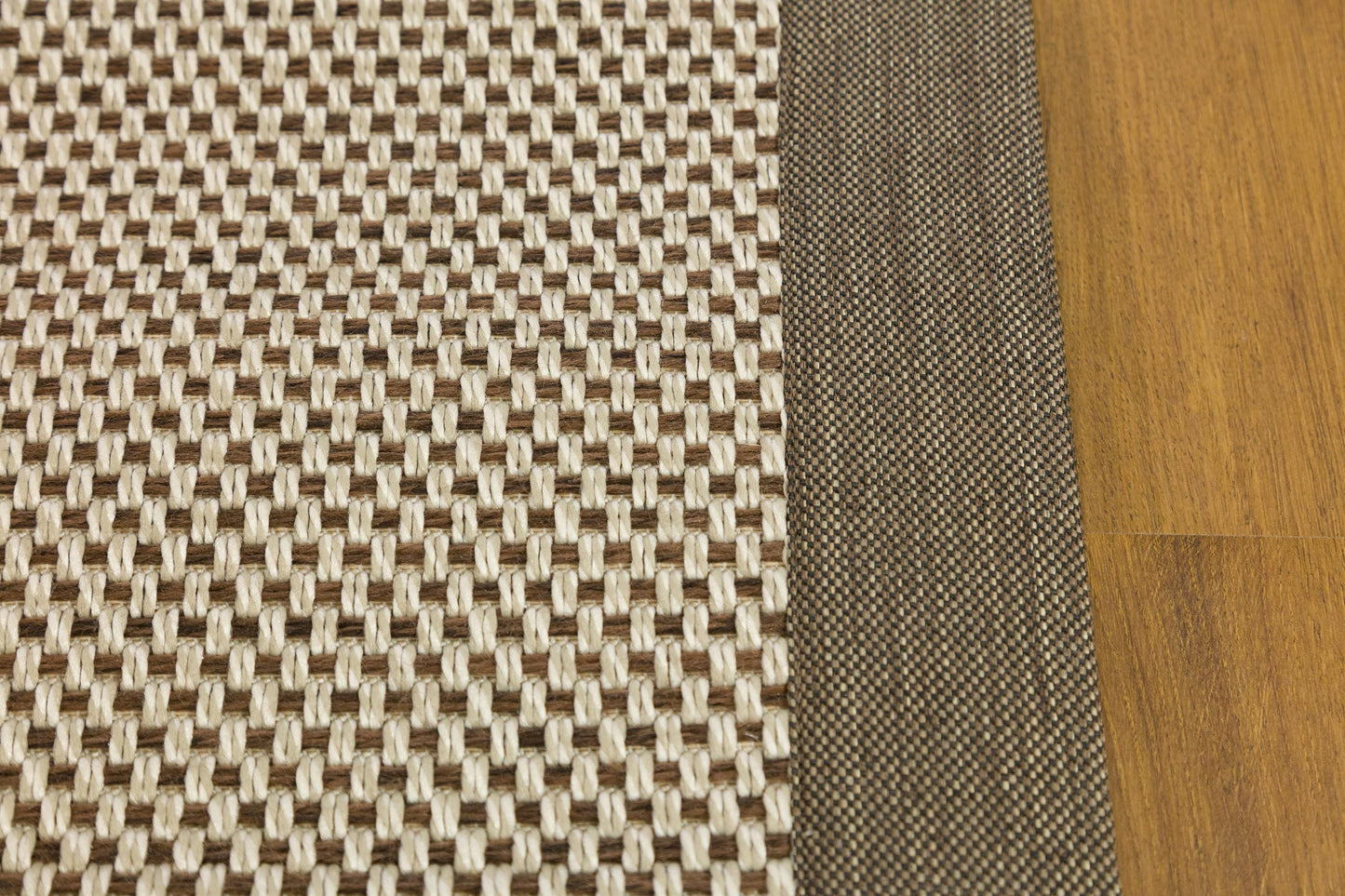 Modern Beige Runner Rug: Taupe Border, Contemporary Flatweave Carpet (3x10 ft.)
