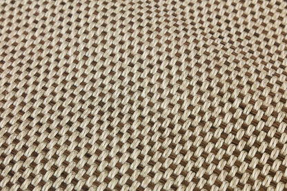 Modern Beige Runner Rug: Taupe Border, Contemporary Flatweave Carpet (3x10 ft.)