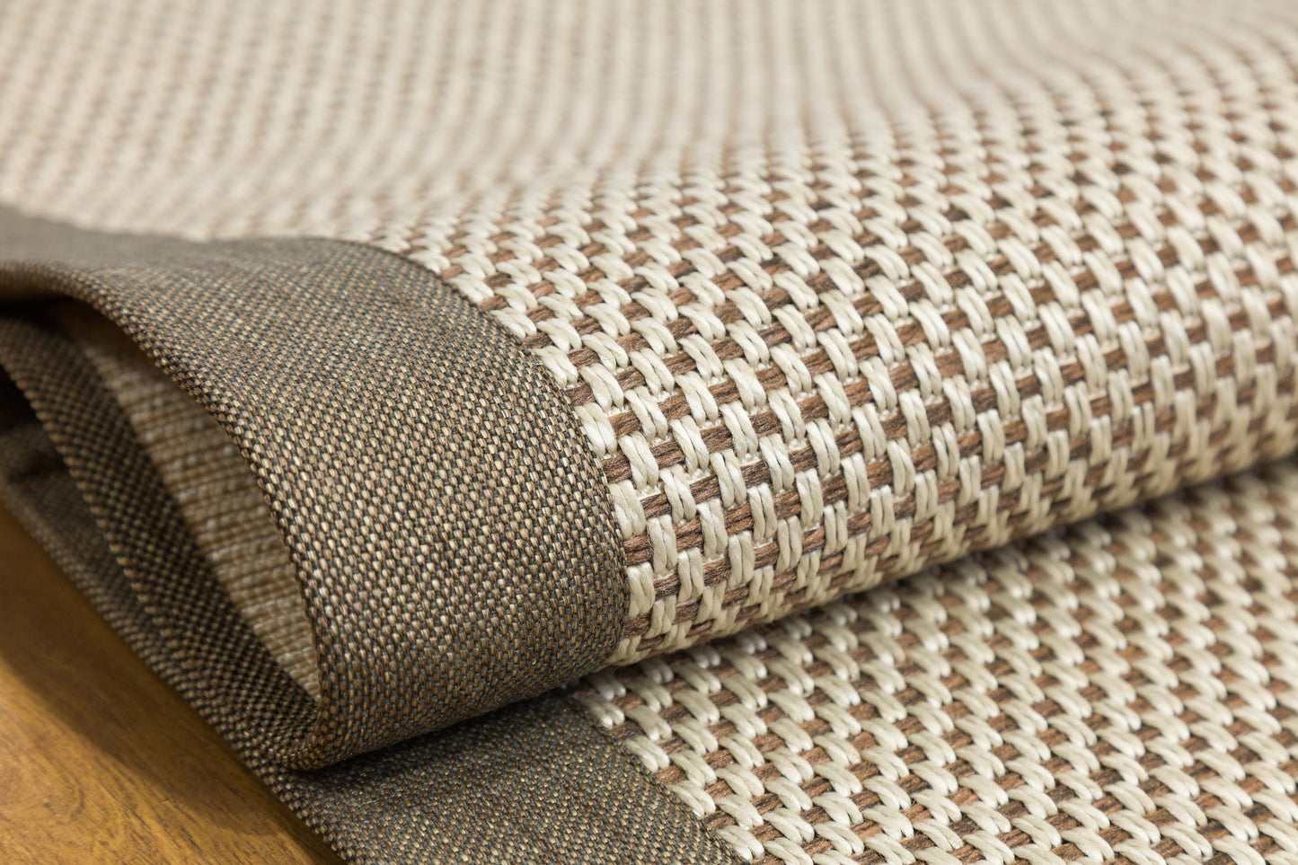 Modern Beige Runner Rug: Taupe Border, Contemporary Flatweave Carpet (3x10 ft.)
