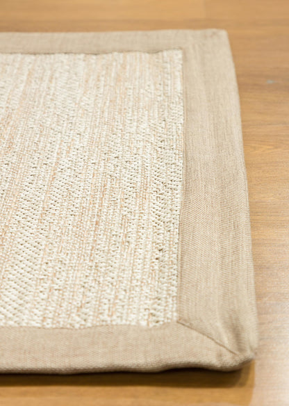 Beige Flatweave Runner Rug: Modern Minimalist Style, Light Brown Border