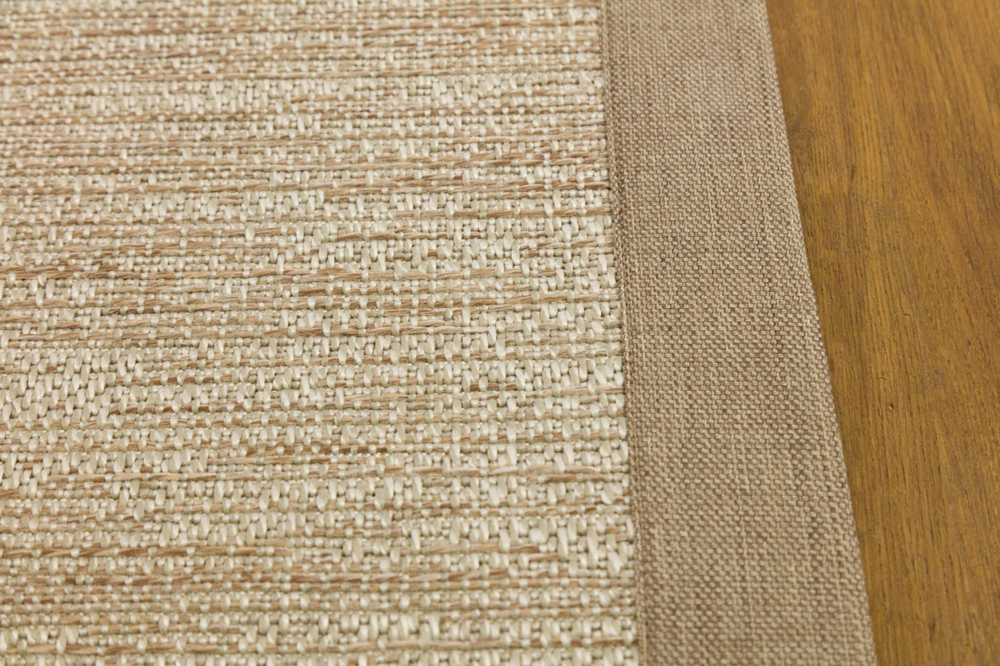 Beige Flatweave Runner Rug: Modern Minimalist Style, Light Brown Border