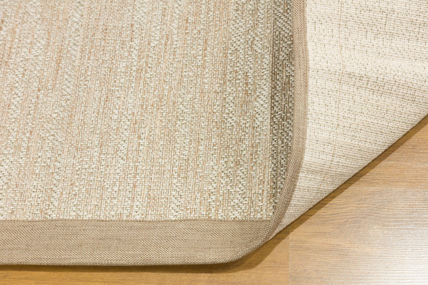 Beige Flatweave Runner Rug: Modern Minimalist Style, Light Brown Border