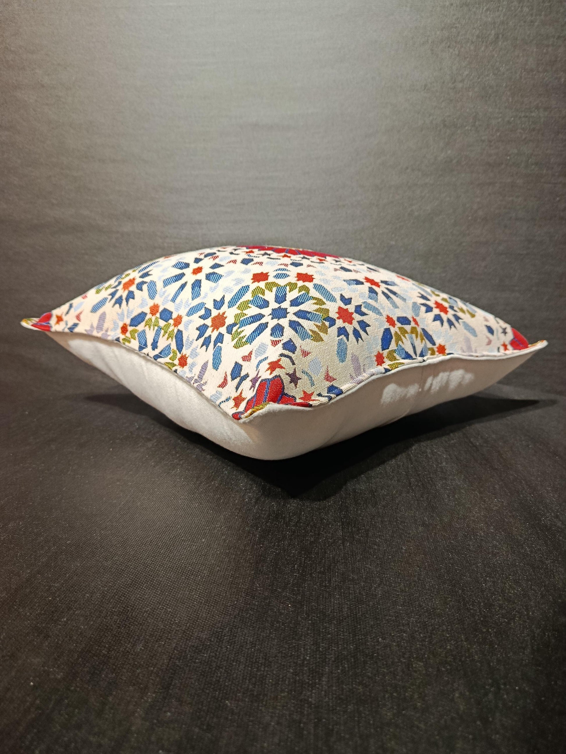 Mosaic Embroidered Pillow Cover: Turkish Geometric Cushion, Boho Decor