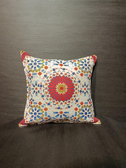 Mosaic Embroidered Pillow Cover: Turkish Geometric Cushion, Boho Decor