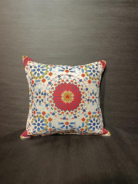 Mosaic Embroidered Pillow Cover: Turkish Geometric Cushion, Boho Decor
