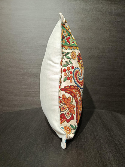 Paisley Gobelin Cushion Cover: Jacquard Floral Tapestry Pillow - 40x40 cm
