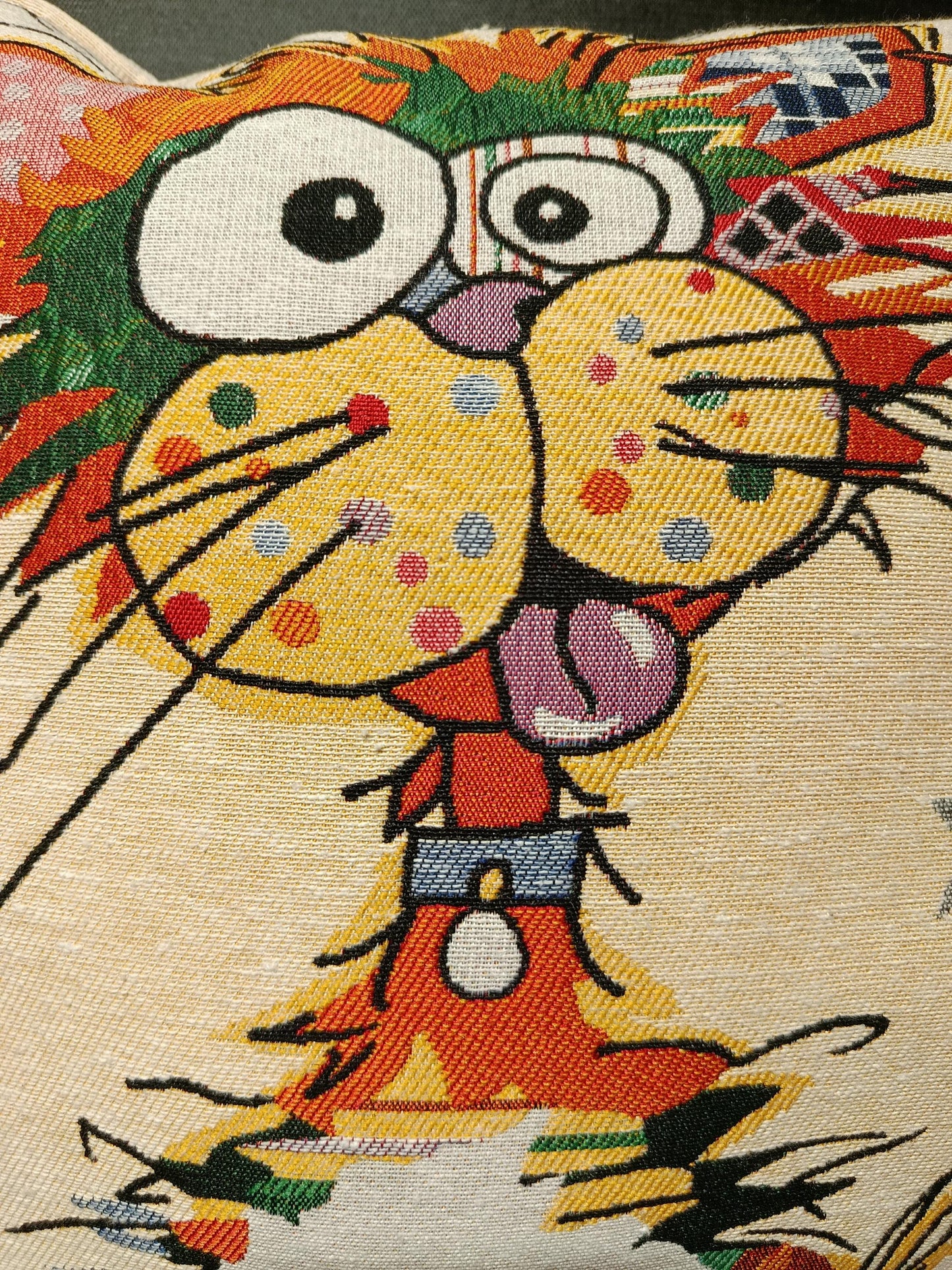 Cartoon Cat Tapestry Cushion Cover: Whimsical Sofa Pillow, Kids Room Decor