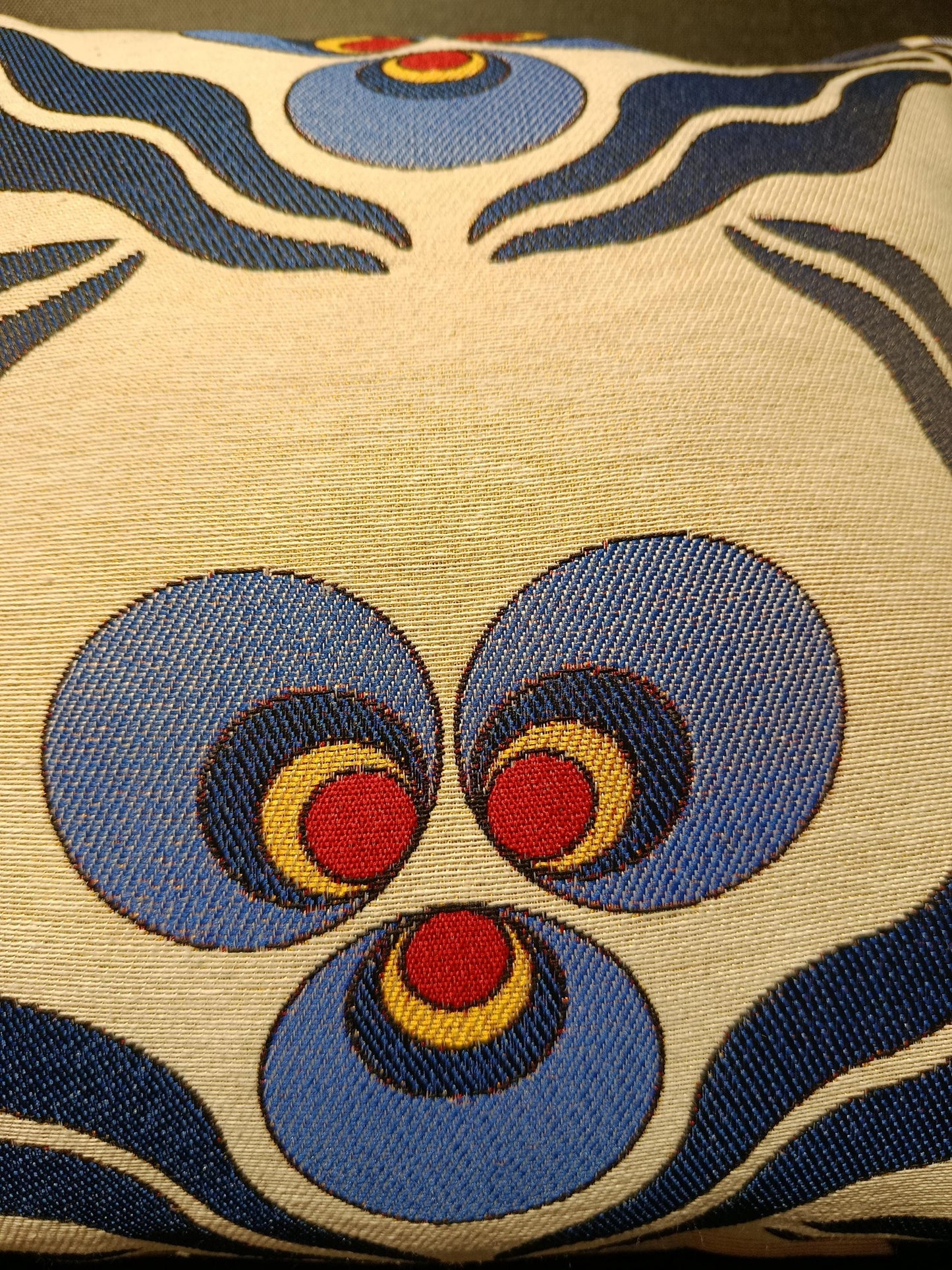 Blue Floral Tapestry Cushion Cover: 40x40 cm Jacquard Pillow