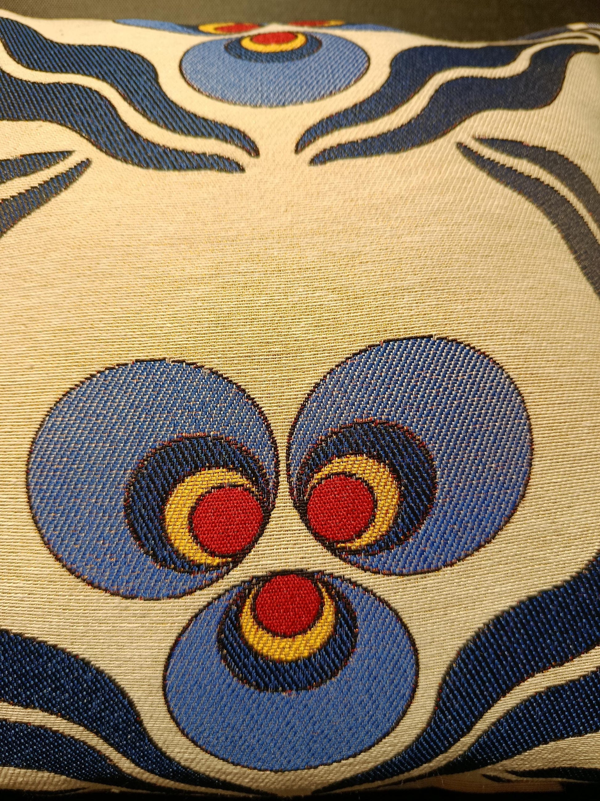 Blue Floral Tapestry Cushion Cover: 40x40 cm Jacquard Pillow