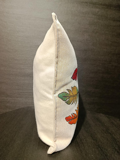 Boho Evil Eye Pillow Cover: Gobelin Tapestry Cushion with Feathers