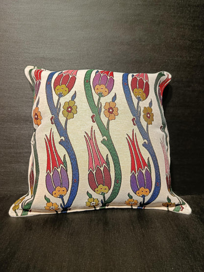 Gobelin Tapestry Pillow Cover: Turkish Tulip Floral Ottoman Cushion