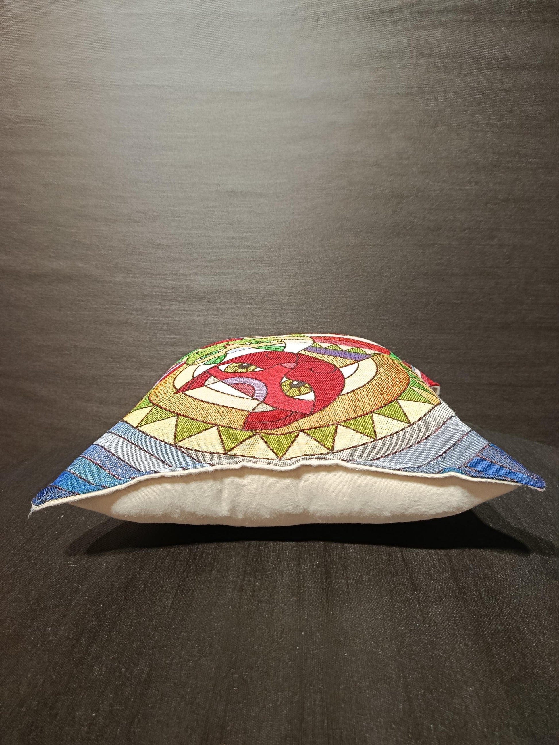 Geometric Cat Tapestry Cushion Cover: Colorful Abstract Art Pillow