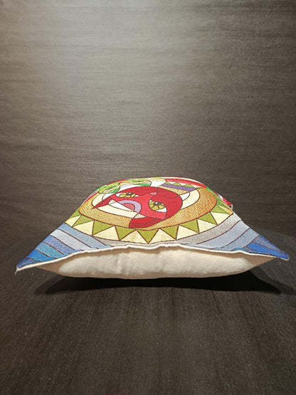 Geometric Cat Tapestry Cushion Cover: Colorful Abstract Art Pillow