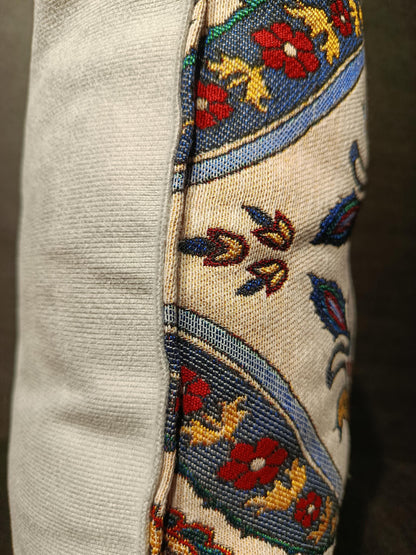Ottoman Tulip Palmette Cushion Cover: Gobelin Jacquard Pillow, Turkish Decor