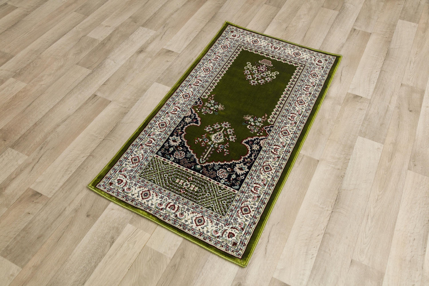 Turkish Prayer Rug: Green Ottoman Design Seccade (70x125 cm)