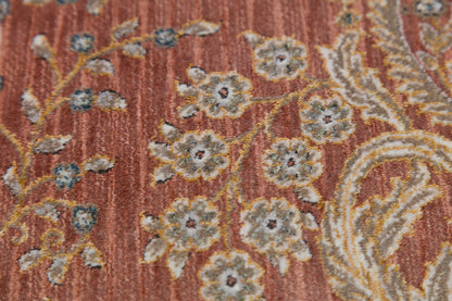 Rust Red Turkish Prayer Rug: Floral Mihrab Design