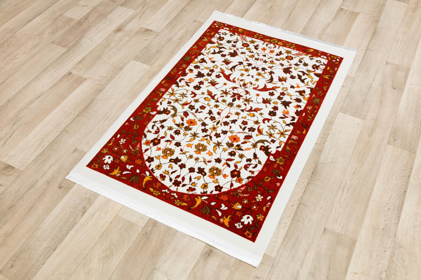 Floral Turkish Prayer Rug: Elegant Mihrab Design - Made in Türkiye