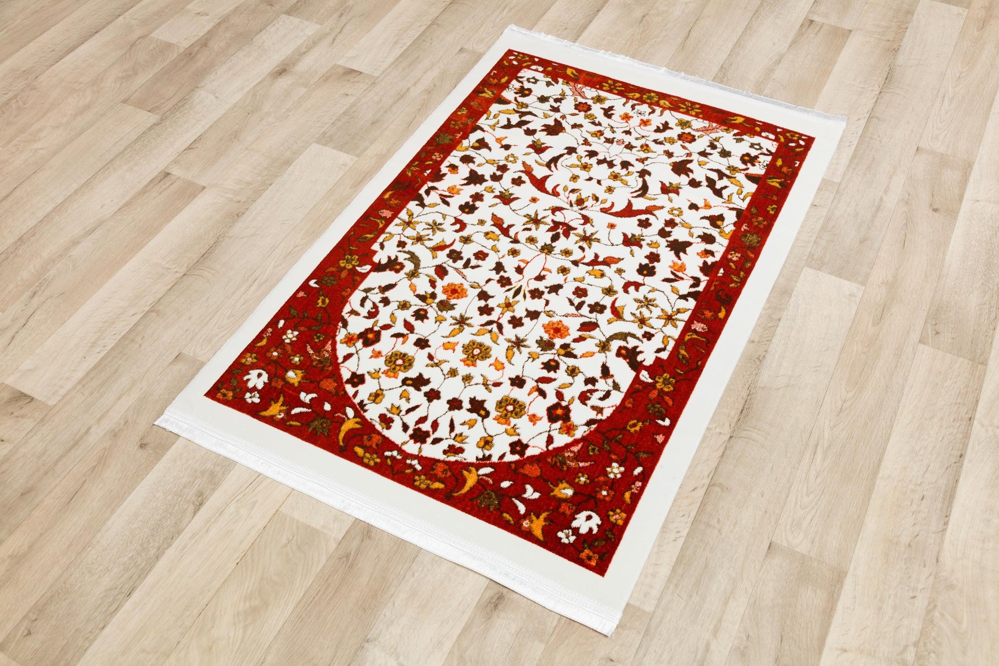 Floral Turkish Prayer Rug: Elegant Mihrab Design - Made in Türkiye