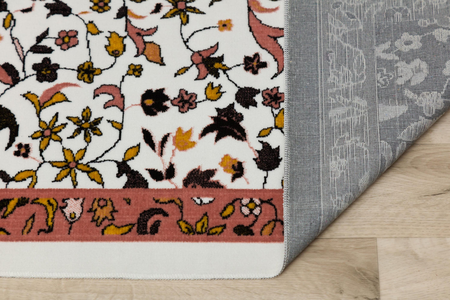 Floral Turkish Prayer Rug: Ivory & Pink Seccade, Arch Design