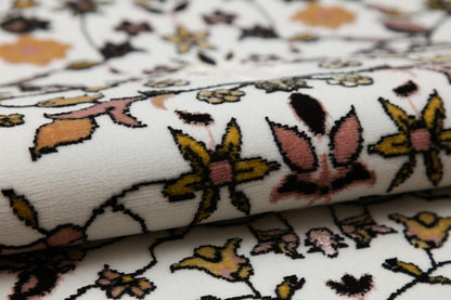 Floral Turkish Prayer Rug: Ivory & Pink Seccade, Arch Design