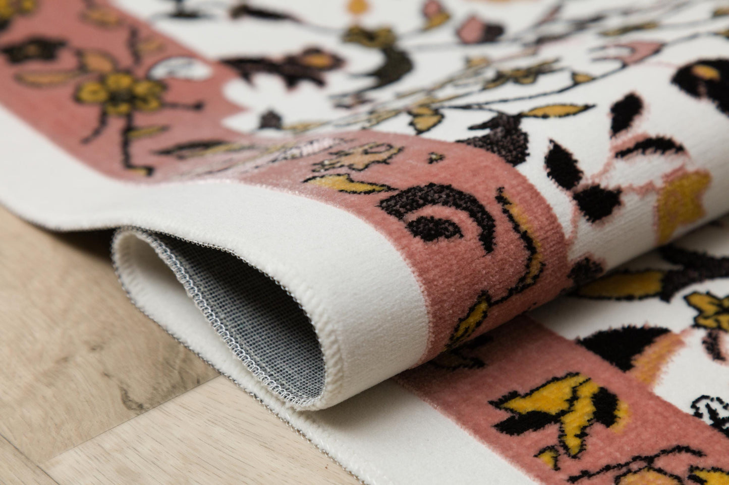 Floral Turkish Prayer Rug: Ivory & Pink Seccade, Arch Design