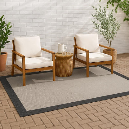 Washable Gray Jute Rug: Bohemian Outdoor/Indoor Carpet