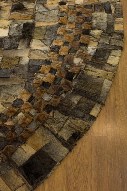 Custom Faux Leather Rug: Round Patchwork Design