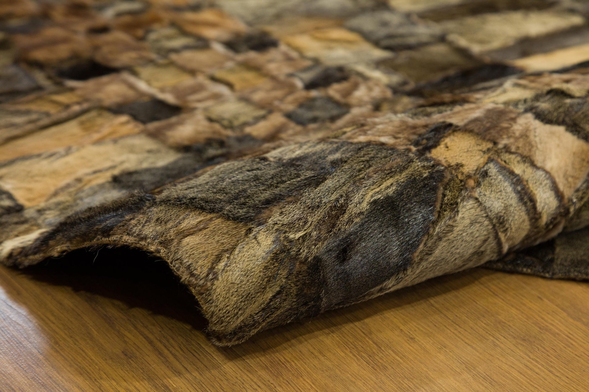 Custom Faux Leather Rug: Round Patchwork Design