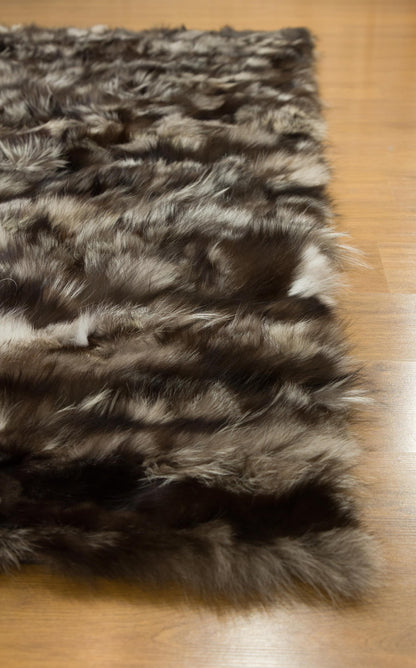 Handmade Natural Hide Rug, Deep Brown Fur, 8'x10' Leather Floor Decor