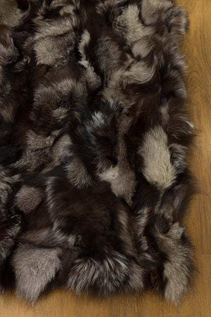 Handmade Natural Hide Rug, Deep Brown Fur, 8'x10' Leather Floor Decor