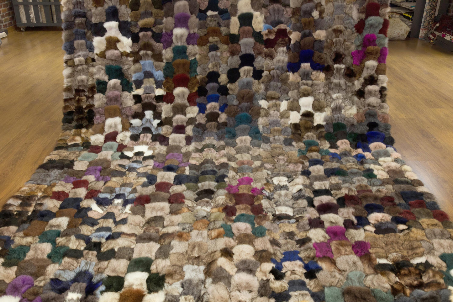 Faux Fur Leather Rug: Custom Patchwork Design