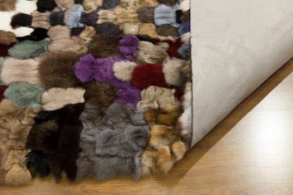 Faux Fur Leather Rug: Custom Patchwork Design