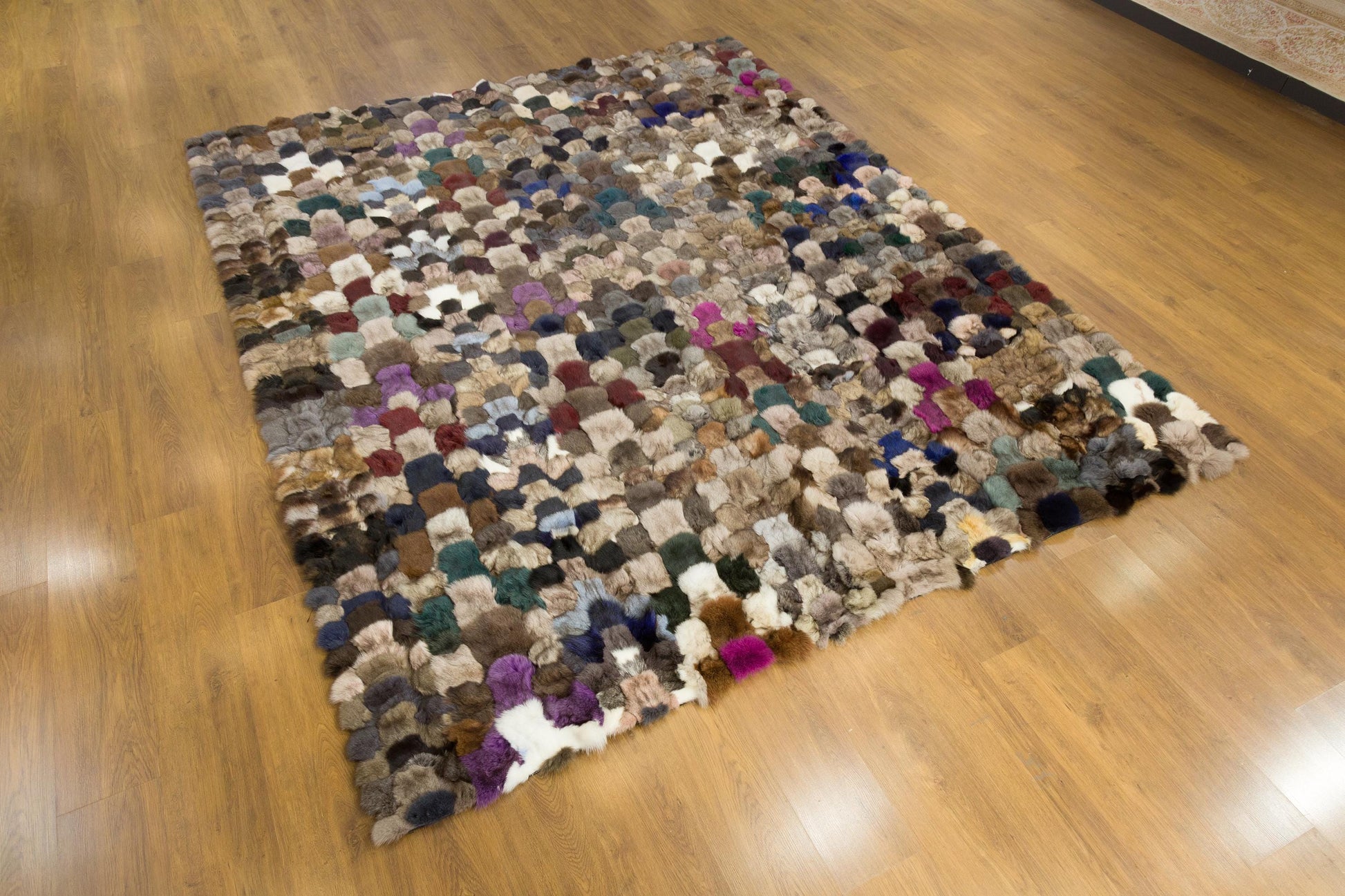 Faux Fur Leather Rug: Custom Patchwork Design