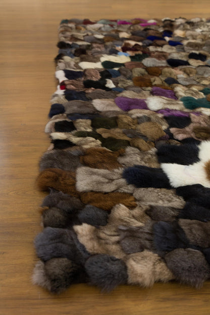 Faux Fur Leather Rug: Custom Patchwork Design