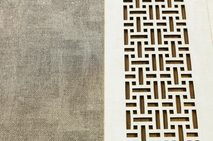 Laser Cut Faux Leather Rug: Modern Geometric Border, Turkish Floor Decor (5x7ft)