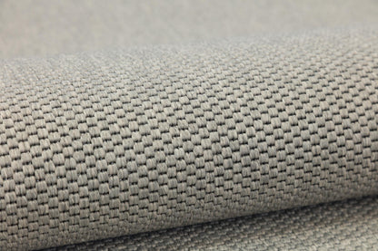 Modern Beige Jute Rug: Blue Fabric Border, Flatweave Outdoor/indoor carpet