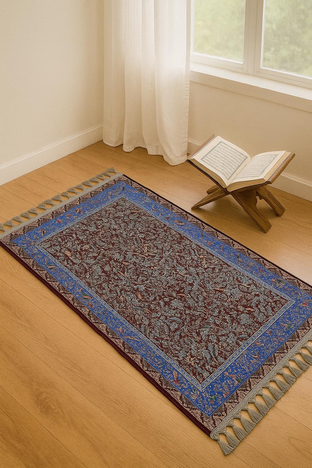 Turkish Prayer Rug, Soft Muslim Prayer Mat, Ottoman Design