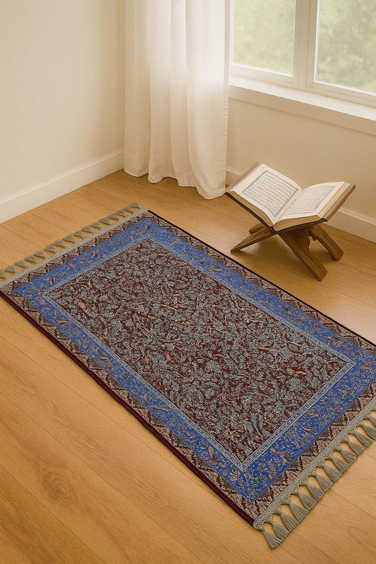 Turkish Prayer Rug, Soft Muslim Prayer Mat, Ottoman Design