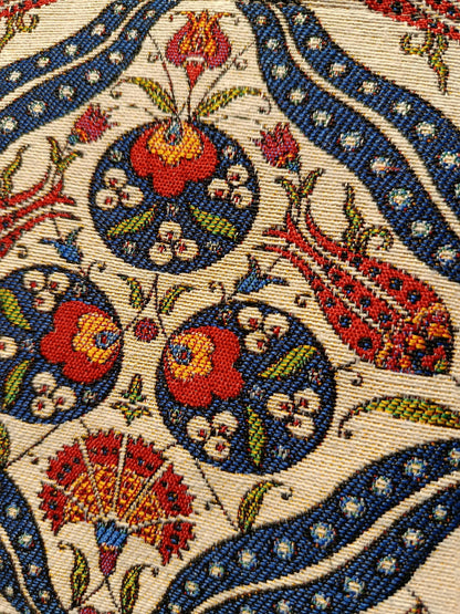Turkish Tile Pattern Crossbody Bag – Ottoman Motif Canvas Purse, 8"x10" Small Shoulder Bag