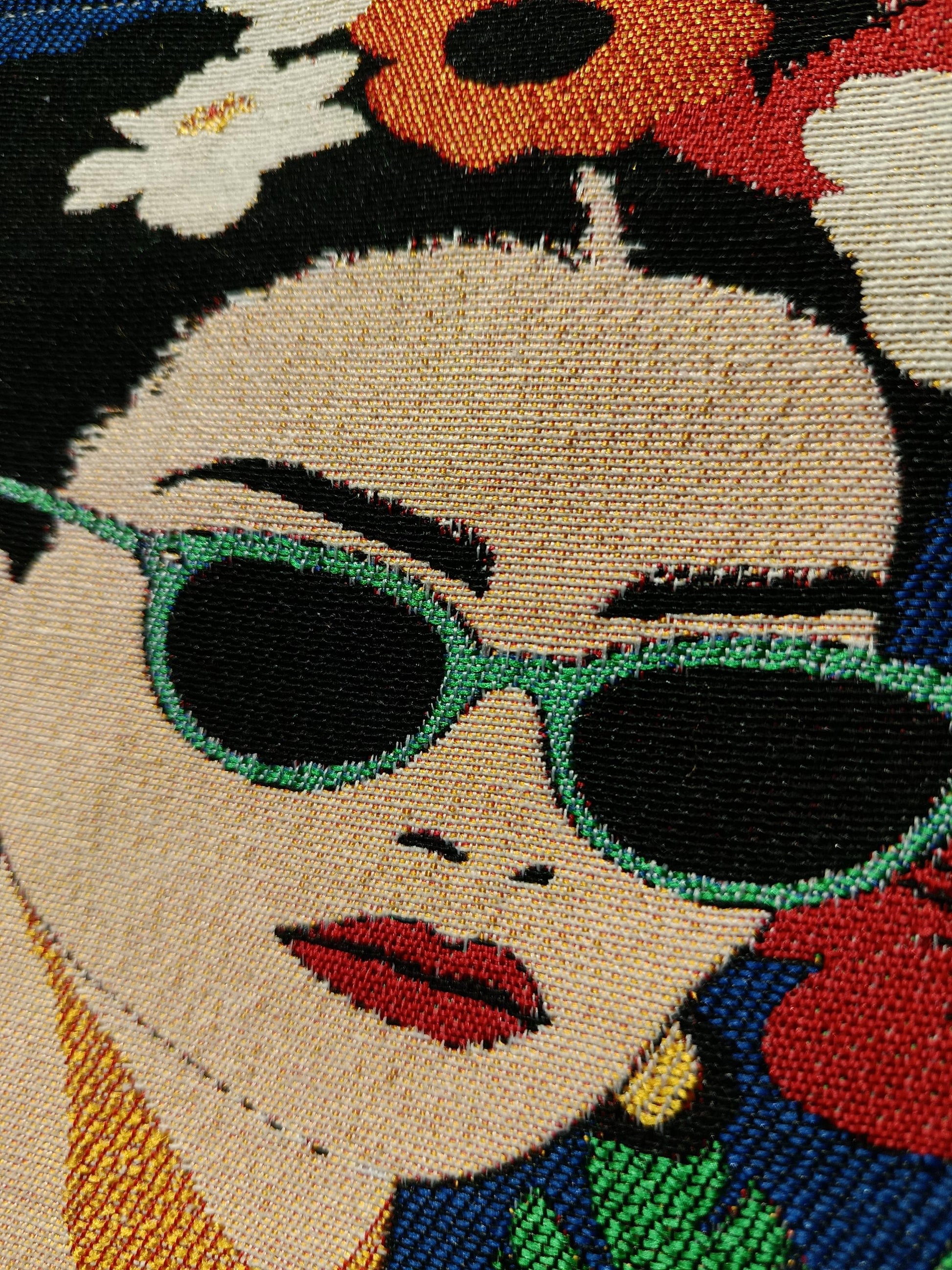 Frida Style Crossbody Bag – Bold Floral Canvas Purse, Handmade Art-Inspired Bag 8"x10"