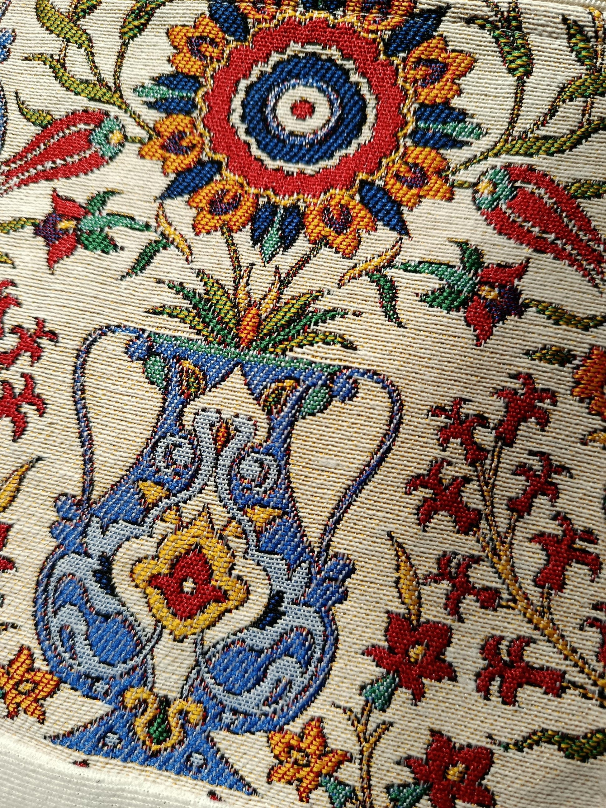Embroidered Floral Crossbody Bag: Turkish Canvas Purse, Handmade in Türkiye
