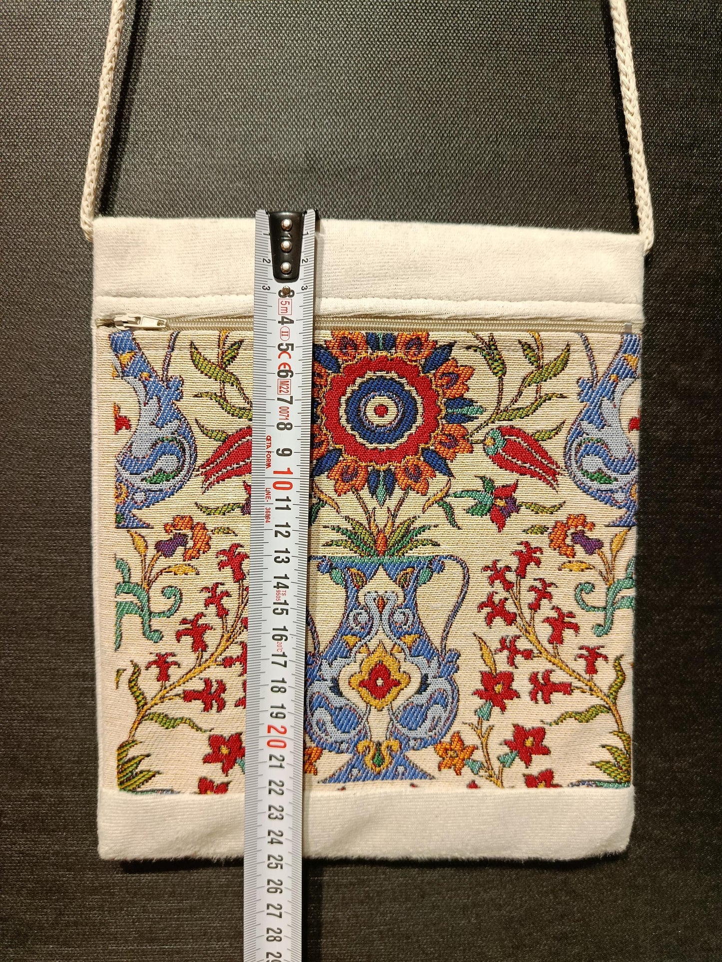 Embroidered Floral Crossbody Bag: Turkish Canvas Purse, Handmade in Türkiye