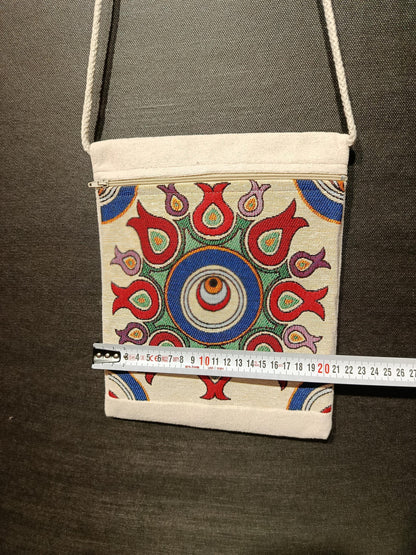 Turkish Tulip Crossbody Bag: Anatolian Canvas Shoulder Purse